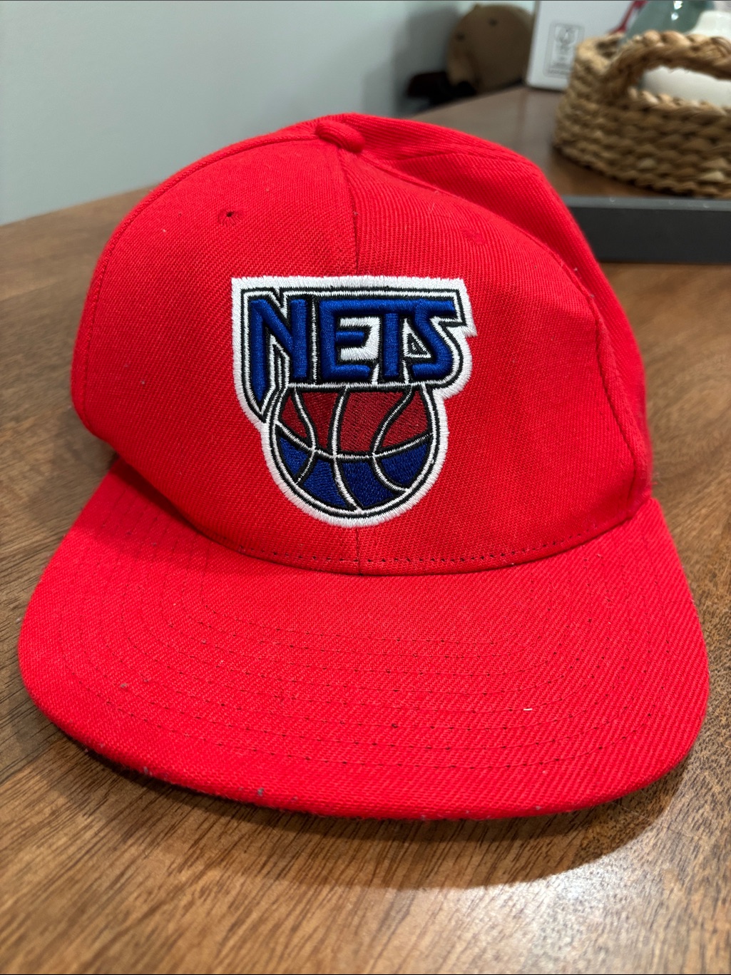 Mitchell  Ness Red And Green Nets Snapback Hat  Retro Interior